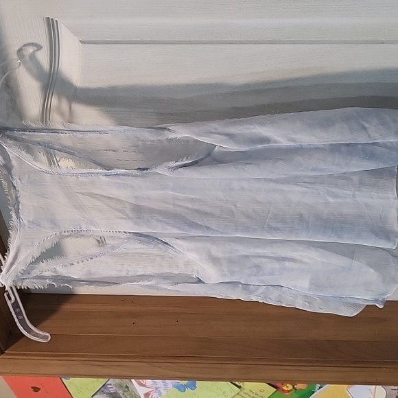 BLUE Beaded Abercrombie & Fitch Sheer Top Size Small - Picture 3 of 6